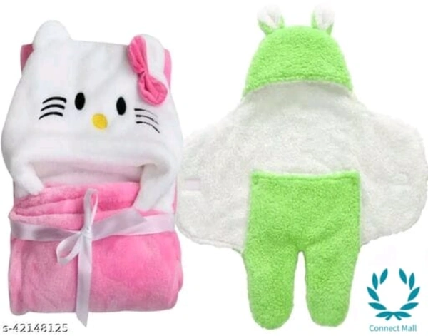 New Born Baby  Combo Pack  Hooded Wearale Wrapper And Baby Bath towel